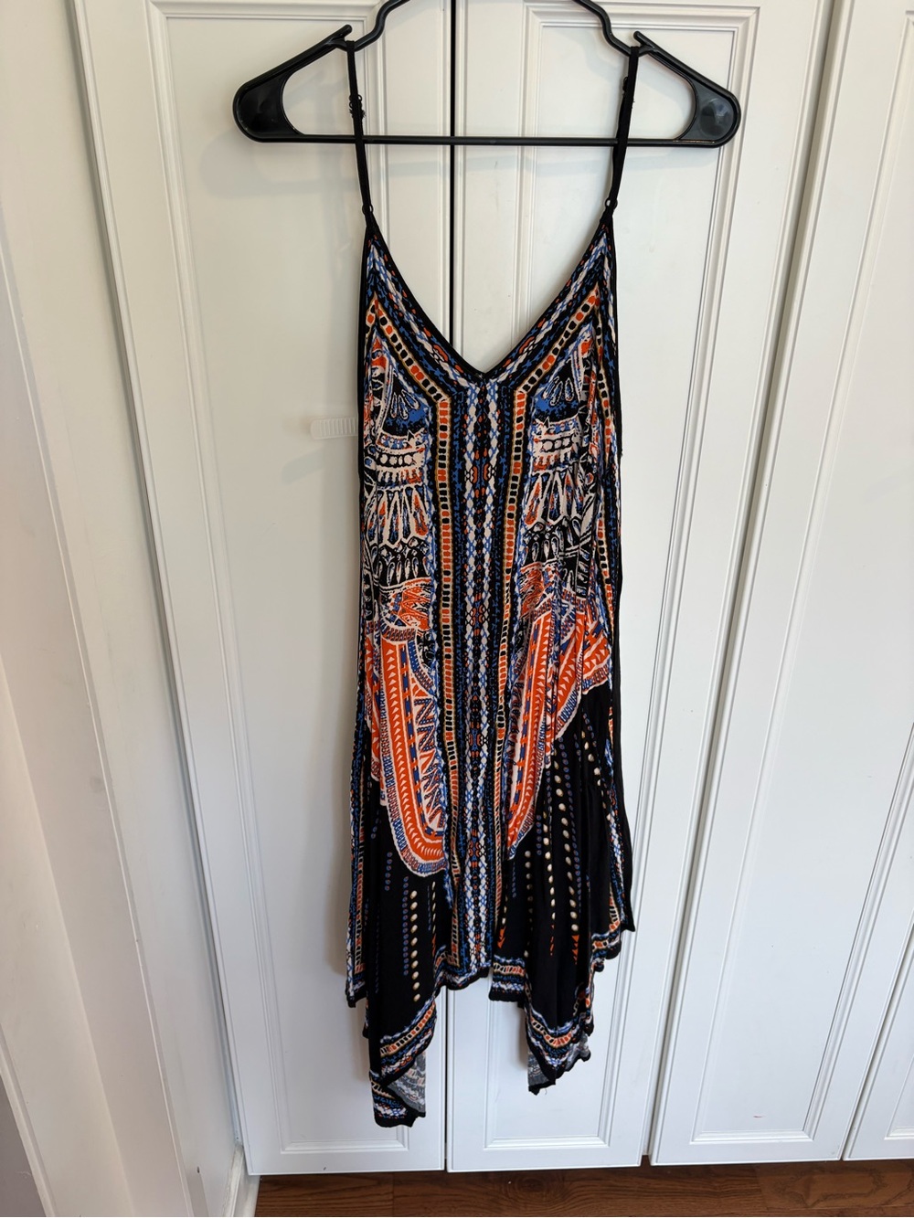 Flying Tomato Black Dress with Orange and Blue Tribal Print